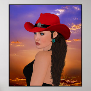 "Georgia" digitale Artwork Western Cowgirl Print Poster