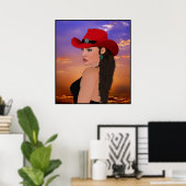 "Georgia" digitale Artwork Western Cowgirl Print Poster (Heimbüro)