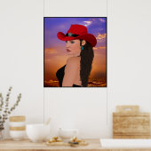 "Georgia" digitale Artwork Western Cowgirl Print Poster (Küche)