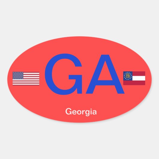 Georgia* Euro-StickerSticker Ovaler Aufkleber (Vorderseite)