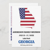 Georgia Family Wiedersehen 🇺 🇸 USA Staat Map Fla Einladung (Vorne/Hinten)