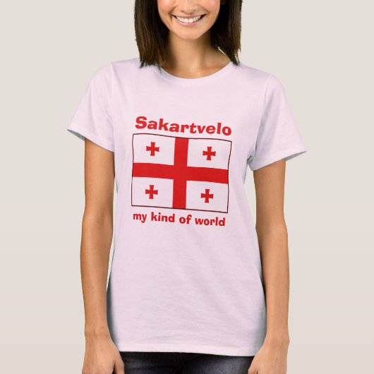 Georgia Flag + Karte + Text T - Shirt (Vorderseite)
