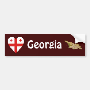 Georgia-Flagge Herz + Karte Aufkleber Autoaufkleber