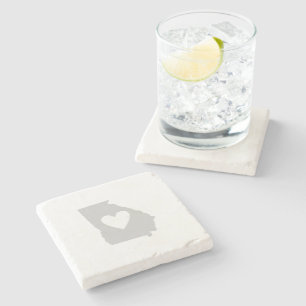 Georgia Grey Map Form mit Herz Cutout Liebe Steinuntersetzer