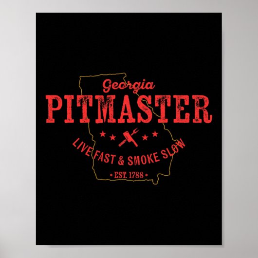 Georgia Grillen Pitmaster for Meat Srauking Barbec Poster (Vorne)