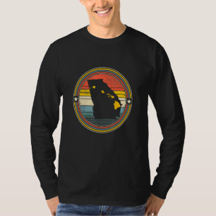 Georgia Hawaii Roots Origin Staat Map Retro T-Shirt