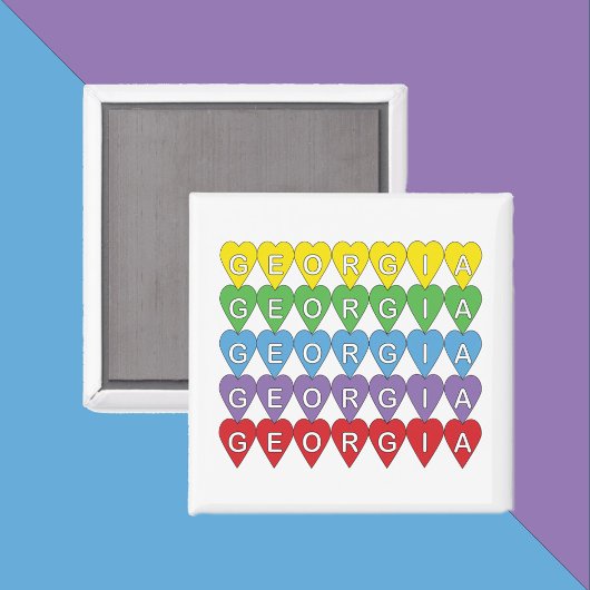 Georgia-Herzen im Regenbogenmuster Magnet