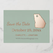 Georgia Hochzeit speichern das Datum Rose Gold Folieneinladung (Vorderseite)