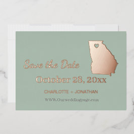 Georgia Hochzeit speichern das Datum Rose Gold Folieneinladung