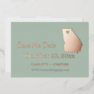 Georgia Hochzeit speichern das Datum Rose Gold Folieneinladung