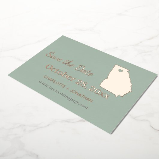 Georgia Hochzeit speichern das Datum Rose Gold Folieneinladung (Gedreht)