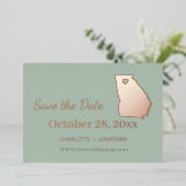 Georgia Hochzeit speichern das Datum Rose Gold Folieneinladung (Stehend vorne)