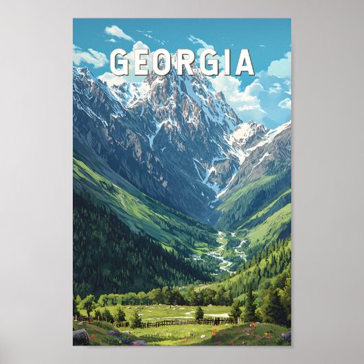Georgia Illustration Travel Art Vintag Poster (Vorne)