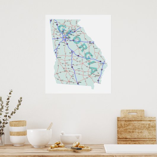 Georgia Interstate Map Print Poster (Küche)