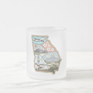 Georgia Karte - Vintage Atlanta Savannah GA Souven Mattglastasse