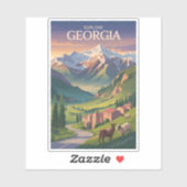 Georgia Kaukasus Berge Reisen Kunst Vintag Aufkleber (Blatt)