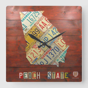 Georgia-Kfz-Kennzeichen-Karten-Uhr Quadratische Wanduhr