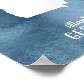 Georgia Map Blue Watercolor Personalisiert Art Pri Poster (Ecke)