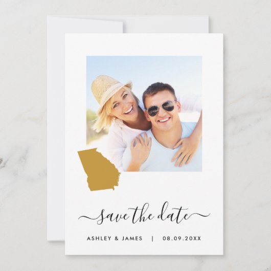 Georgia Map Foto Wedding Save the Date Card (Vorderseite)