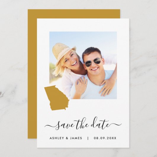 Georgia Map Foto Wedding Save the Date Card (Vorne/Hinten)