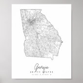 Georgia Minimal Street Map Poster (Vorne)