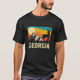 Georgia Nature Wild Deer Retro Sunset Hiking T-Shirt