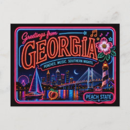 Georgia Neon Staat Retro Vintage Postkarte