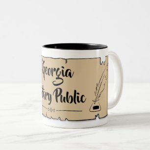 Georgia Notary Public Scroll Feather Quill Zweifarbige Tasse