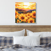 Georgia O Keefe Stil gelbe Sonnenblumen bei Sonnen Leinwanddruck (Insitu (Schlafzimmer))