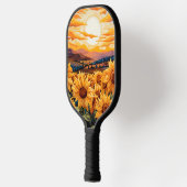 Georgia O Keefe Stil gelbe Sonnenblumen bei Sonnen Pickleball Schläger (Links)