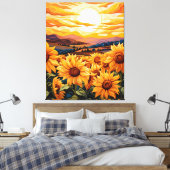 Georgia O Keefe Stil Sonnenblumen bei Sonnenaufgan Leinwanddruck (Insitu (Schlafzimmer))