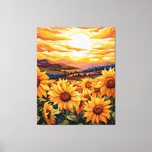 Georgia O Keefe Stil Sonnenblumen bei Sonnenaufgan Leinwanddruck (Vorderseite)