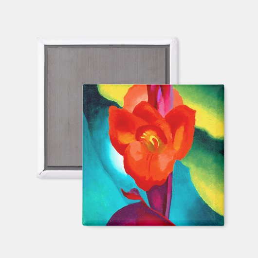 Georgia O Keeffe Red Canna Magnet (Vorderseite/Rückseite)