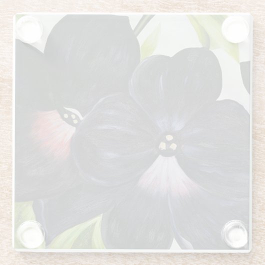 Georgia O'Keefe 1925 Schwarze und Lila Petunias Glasuntersetzer (Rückseite)