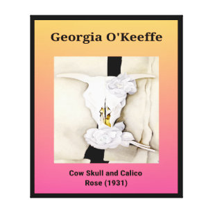 Georgia O'Keeffe: Kuhschädel und Calico Rose (1931 Leinwanddruck