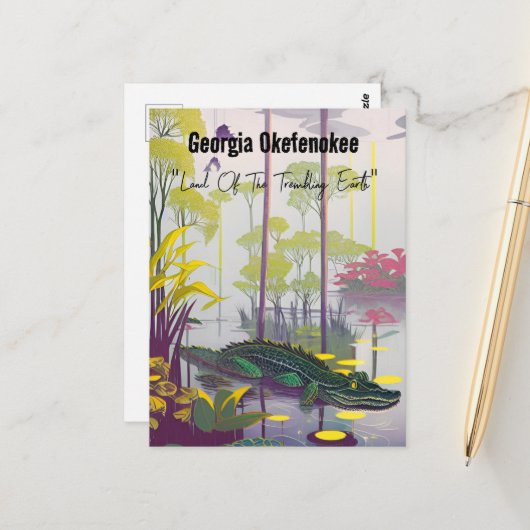 Georgia Okefenokee Land der zitternden Erde Postkarte (Vorderseite/Rückseite Beispiel)