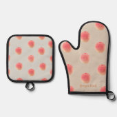 Georgia Peach Pattern Oven Mitt & Pot Holder Set  (Vorderseite)