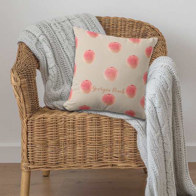 Georgia Peach Pattern Throw Pillow – Southern Home Kissen (Add a splash of Georgia with this customizeable Georgia Peach Throw Pillow)