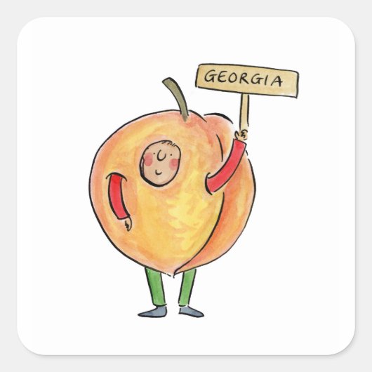 Georgia Peach Quadratischer Aufkleber (Vorderseite)