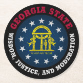 GEORGIA PEACH STAAT FLAG RUNDER PAPPUNTERSETZER (Vorderseite)