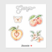 Georgia Pfirsich-Herz-Frucht Aufkleber (Blatt)
