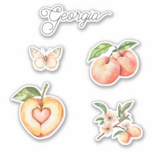 Georgia Pfirsich-Herz-Frucht Aufkleber