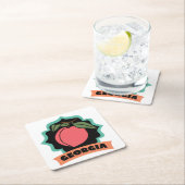 Georgia-Pfirsich-Logo Rechteckiger Pappuntersetzer (Vor Ort)