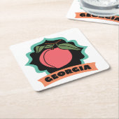 Georgia-Pfirsich-Logo Rechteckiger Pappuntersetzer (angewinkelt)