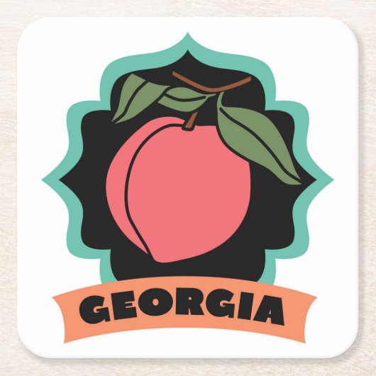 Georgia-Pfirsich-Logo Rechteckiger Pappuntersetzer (Vorderseite)