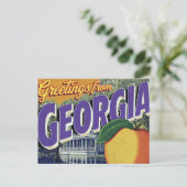 Georgia-Pfirsich und -Herrenhaus Postkarte (Stehend Vorderseite)
