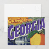 Georgia-Pfirsich und -Herrenhaus Postkarte (Vorne/Hinten)
