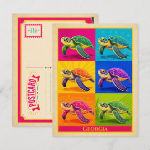 Georgia Postkarte Meeresschildkröte Vintage Pop Ar