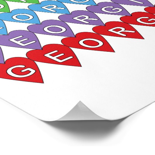 Georgia Rainbow Hearts Poster (Ecke)