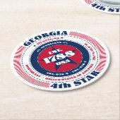 Georgia Red White Blue Typografy Runder Pappuntersetzer (Angewinkelt)